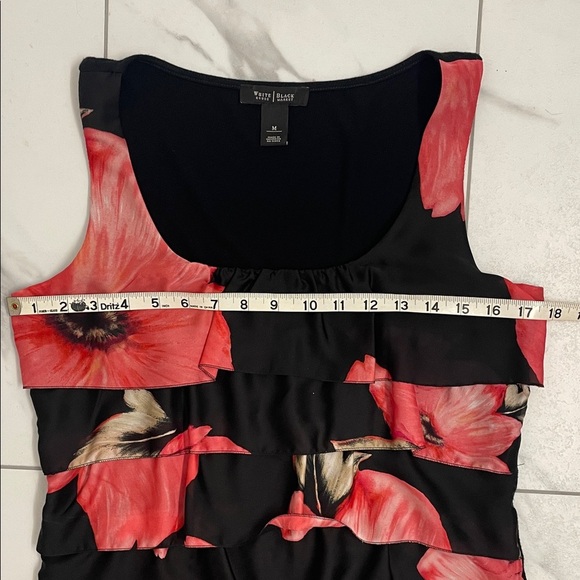 White House Black Market Black & Pink Floral Tank Top with Layered Front Size M - Picture 7 of 10